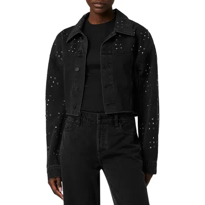 Hudson Womens Crop Denim Denim Jacket In Black