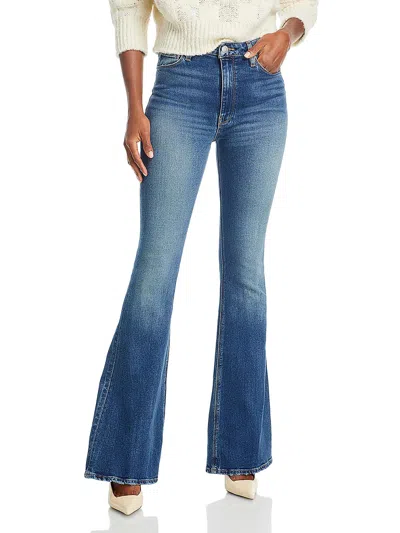 Hudson Womens High Rise Faded Flare Jeans In Blue
