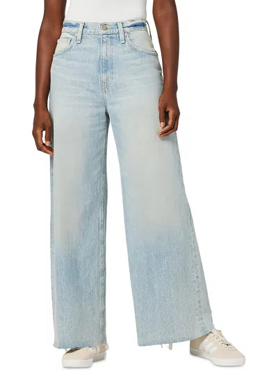 Hudson Womens High Rise Light Wash Wide Leg Jeans In Blue