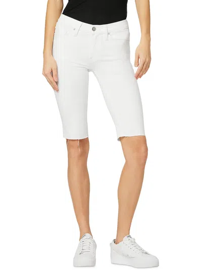 Hudson Womens Knee Mid Rise Cutoff Shorts In White