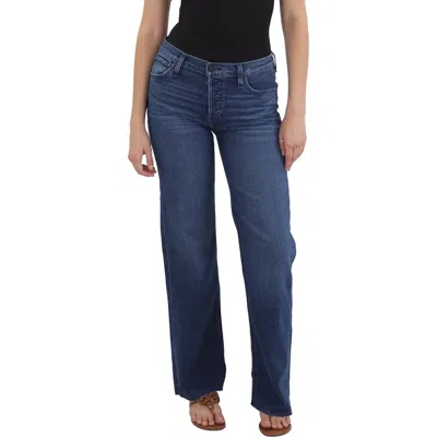 Hudson Womens Raw Hem Denim Straight Leg Jeans In Blue