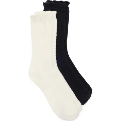 Hue 2-pack Lattice Crew Socks In Black