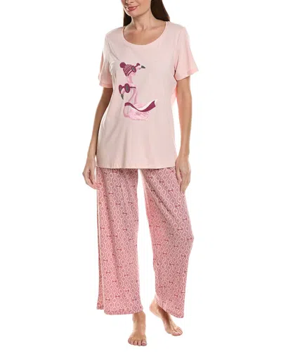 Hue 2pc Embellished Pajama Set In Pink
