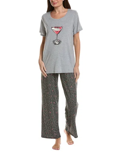 Hue 2pc Embellished Pajama Set In Gray