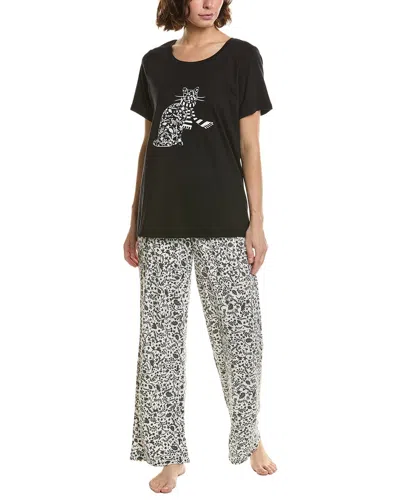Hue 2pc Embellished Pajama Set In Animal Print