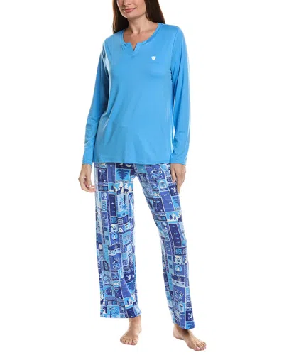 Hue 2pc Timeless Jersey Pajama Set In Blue