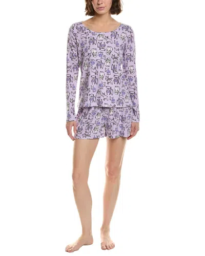 Hue 2pc Waffel Pajama Set In Purple