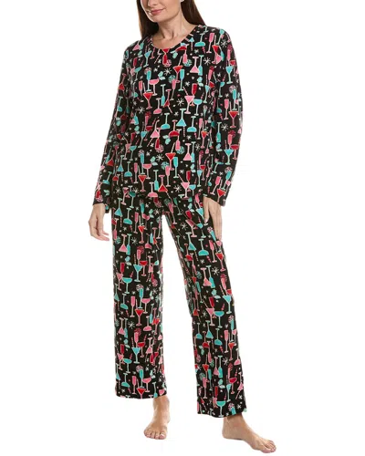 Hue 2pc Waffle Fleece Pajama Set In Black