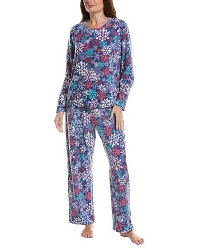 Hue 2pc Waffle Fleece Pajama Set In Blue