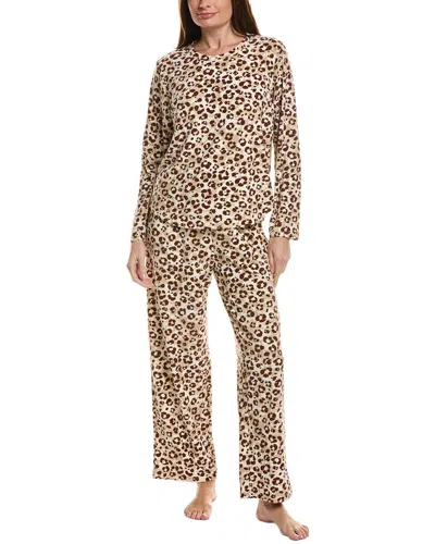 Hue 2pc Waffle Fleece Pajama Set In Brown