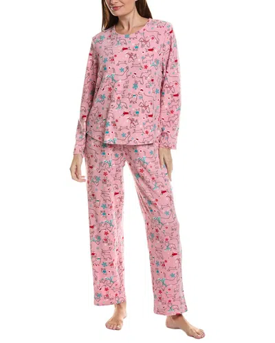 Hue 2pc Waffle Fleece Pajama Set In Pink