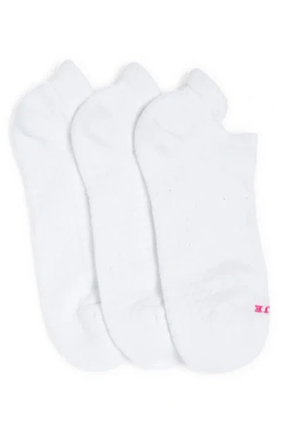 Hue Air Cushion Tab Back No Show Socks 3-pack In White