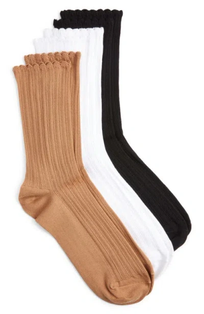 Hue 3-pack Scalloped Pointelle Crew Socks In Assorted 2