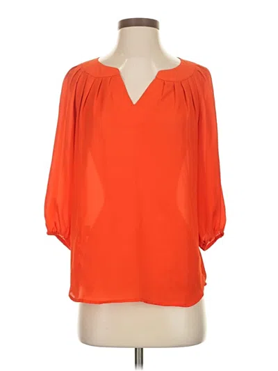Pre-owned Hue 3/4 Sleeve Blouse In Orange
