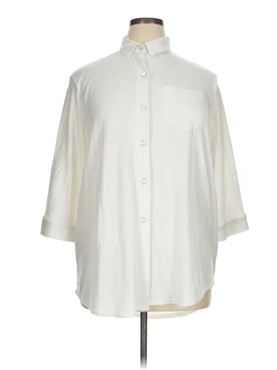 Pre-owned Hue 3/4 Sleeve Blouse In White