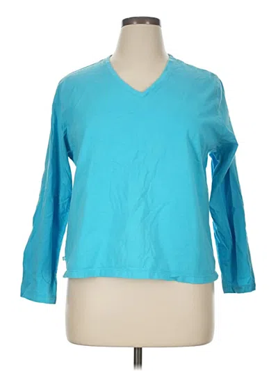 Pre-owned Hue 3/4 Sleeve T-shirt In Blue