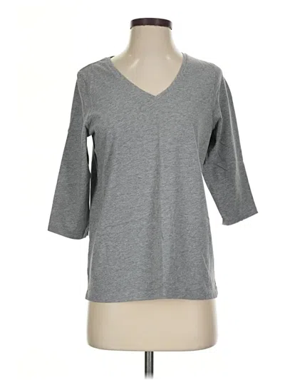 Pre-owned Hue 3/4 Sleeve T-shirt In Gray