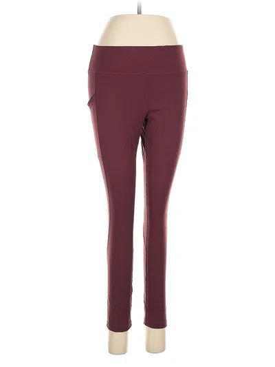 Pre-owned Hue Active Pants In Burgundy