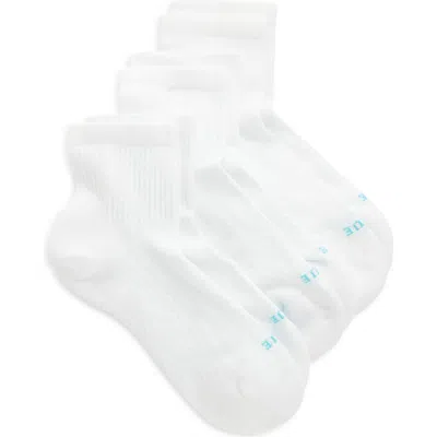 Hue Air Cushion 3-pack Mini Crew Socks In White