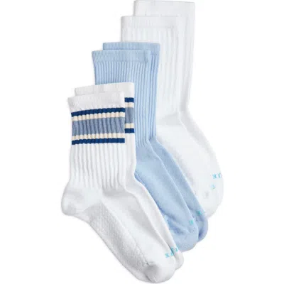 Hue Air Cushion Assorted 3-pack Crew Socks In Blue Stripe Pack