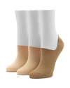 Hue Assorted 3-pack Arch Hug Cotton Blend Liner Socks In Neutrals