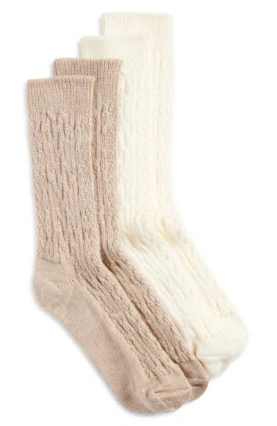 Hue Assorted 2-pack Cable Crew Socks In Multi
