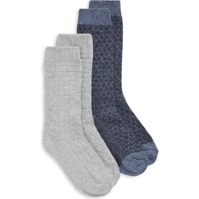 Hue Assorted 2-pack Textured Crew Socks In Gray