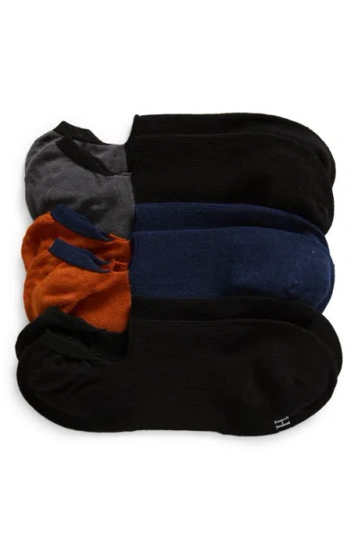 Hue Assorted 3-pack Arch Hug Cotton Blend Liner Socks In Navy