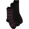 Hue Assorted 3-pack Supersoft Crew Socks In Black Stripe