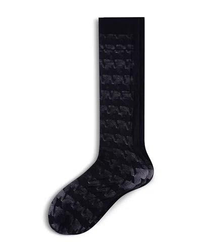 Hue Bold Houndstooth Knee High Socks In Brown