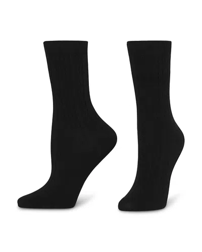 Hue Cable Crew Socks In Black