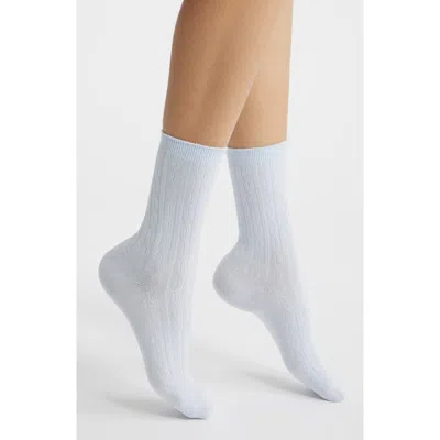 Hue Cable Crew Socks In Blue