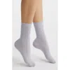 Hue Cable Crew Socks In Gray