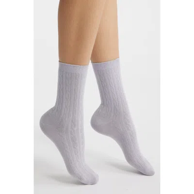 Hue Cable Crew Socks In Gray