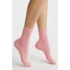 Hue Cable Crew Socks In Pink
