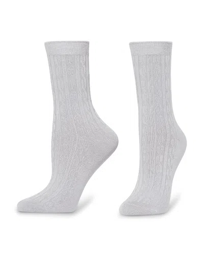 Hue Cable Crew Socks In Gray