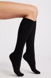Hue Cable Knit Knee High Socks In Black