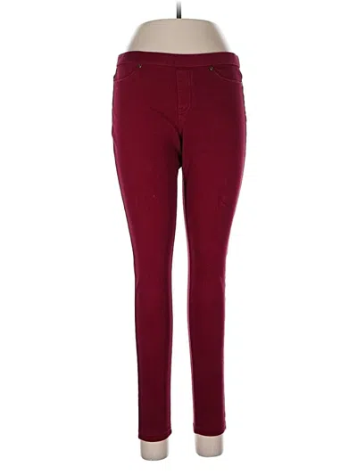Pre-owned Hue Casual Pants In Burgundy