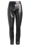 Hue Coated High Waist Cigarette Pants In Black
