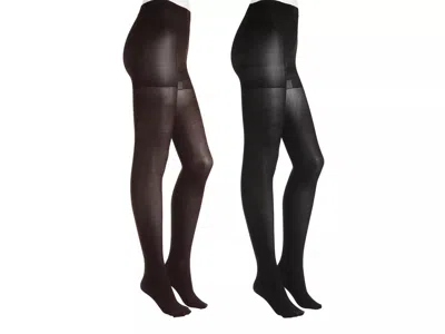 Hue Control Top Tights 2 Pack In Black