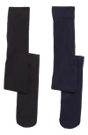 Hue Control Top Tights In Navy/black