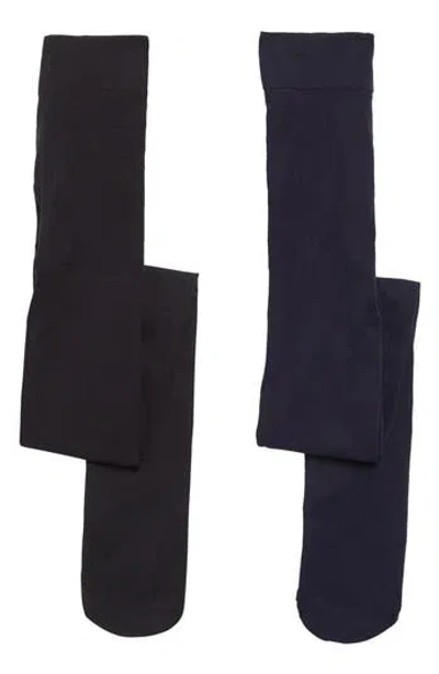 Shop Hue Control Top Tights In Navy/black