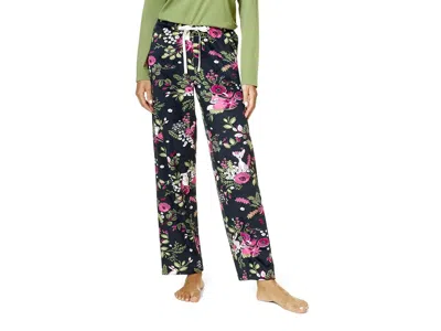 Hue Critter Floral Modern Classic Pj Pants Women's Pajama Black: Md (us Women's 8-10), Polyester/spandex In Multi
