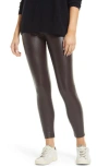 Hue Croc Embossed High Waist Faux Leather Leggings In Brown