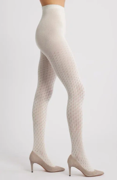 Hue Diamond Pointelle Sweater Tights In White