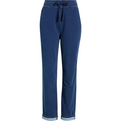 Hue Drawstring Denim Joggers In Medium Wash