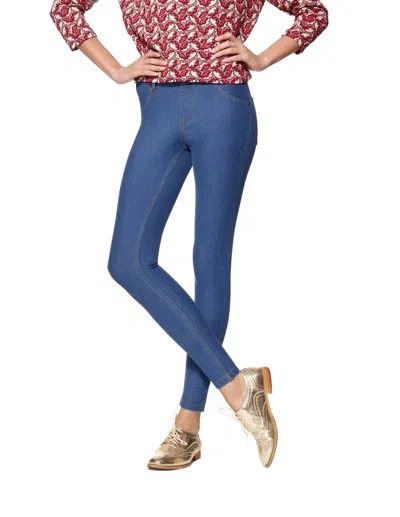 Hue Essential Denim Leggings In Medium Wash In Blue