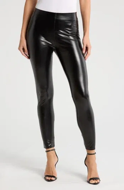 Hue Faux Leather High Waist Leggings In Black