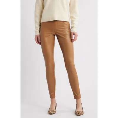 Hue Faux Leather Leggings In Brown