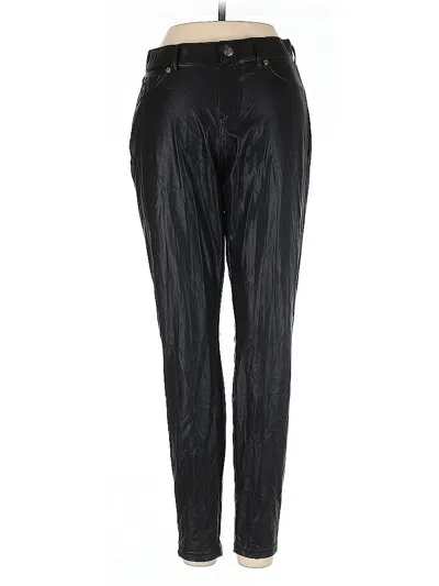 Pre-owned Hue Faux Leather Pants In Black